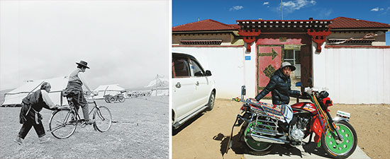 སྔོན་གྱི་པར་ནི་དུས་རབས་20པའི་ལོ་རབས་80པར་བོད་ལྗོངས་སྙན་རོང་རྫོང་གི་འབྲོག་པས་རྐང་འཁོར་སྦྱོང་བཞིན་པ། མཇུག་གི་པར་ནི་2017ལོའི་ཟླ་2ཚེས་23ཉིན་ནག་ཆུ་གྲོང་ཁྱེར་སྙན་རོང་རྫོང་གི་འབྲོག་ཕྲུག་ཅིག་གིས་རང་ཁྱིམ་གྱི་སྒོ་འགྲམ་དུ་སྦག་སྦག་འཇོག་བཞིན་པ།